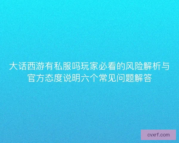 大话西游有私服吗玩家必看的风险解析与官方态度说明六个常见问题解答